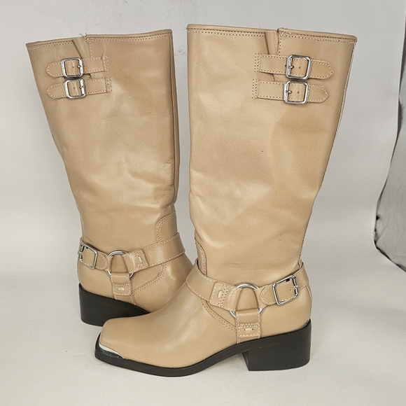 Dolce Vita Evi Camel Leather Moto Knee-High Boots – Size 7 NEW - Picture 2 of 10